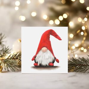 Tomte - kvadratiskt julkort inkl kuvert