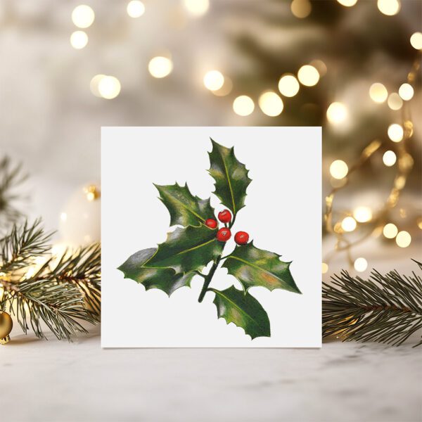 Holly - kvadratiskt julkort inkl kuvert