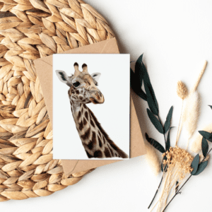 Giraff kort A6 färgpennekonst Angelica Diehn Art