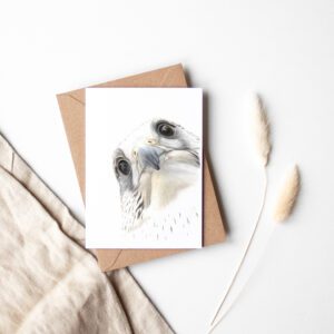 Tornfalk rovfågel kort A6 färgpennekonst Angelica Diehn Art